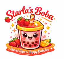 Starla's Boba — happy boba cup with strawberries and mango
